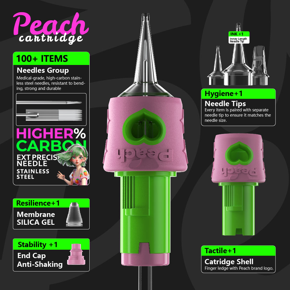 PEACH Extended Tip Professional Tattoo Cartridge Needles