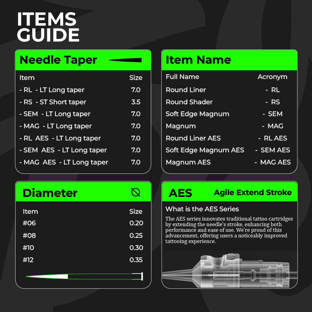 PEACH Extended Tip Professional Tattoo Cartridge Needles