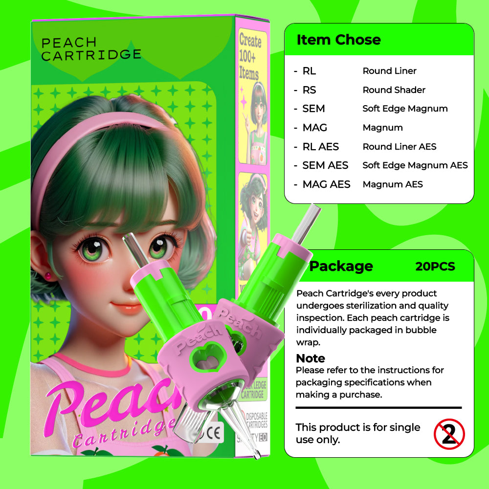 PEACH Extended Tip Professional Tattoo Cartridge Needles