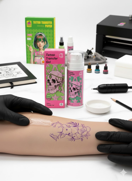 Peach Tattoo Transfer Gel 100ml | Professional Stencil Solution | Vegan & Long-Lasting