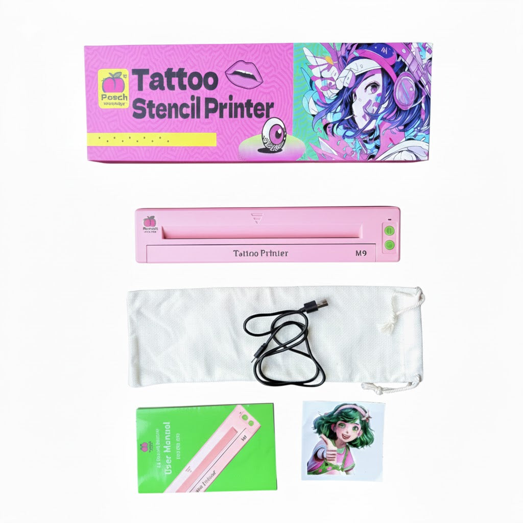 PEACH Thermal Stencil Printer Complete Set, wireless tattoo stencil machine kit with transfer paper and manual.